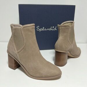 Splendid Women's Ankle Boots Leather Suede Shoes Ermine/Tan Size 9M NIB